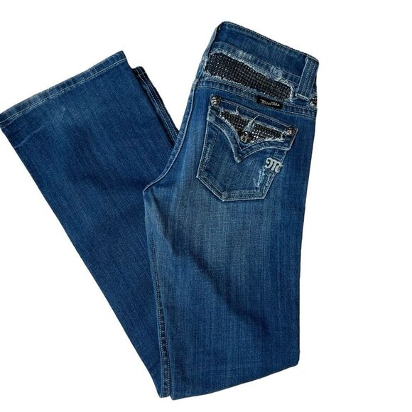 MISS ME STYLE# JP4221R LOW RISE BOOT CUT WOMEN'S BLUE JEANS SIZE 27 - Picture 2 of 16